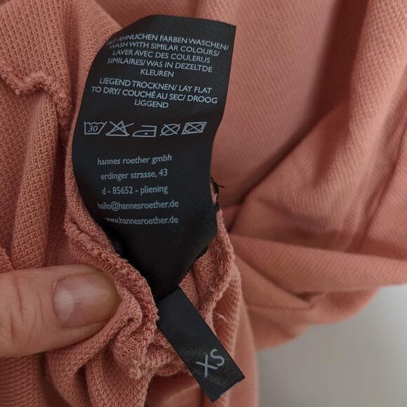 Hannes Roether Pinky Peach 3/4 Sleeve Dress Pockets Raw Hem Size XS - Picture 7 of 9